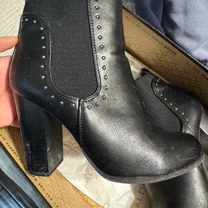 Aldo Black Studded Chelsea Block Heel Boots